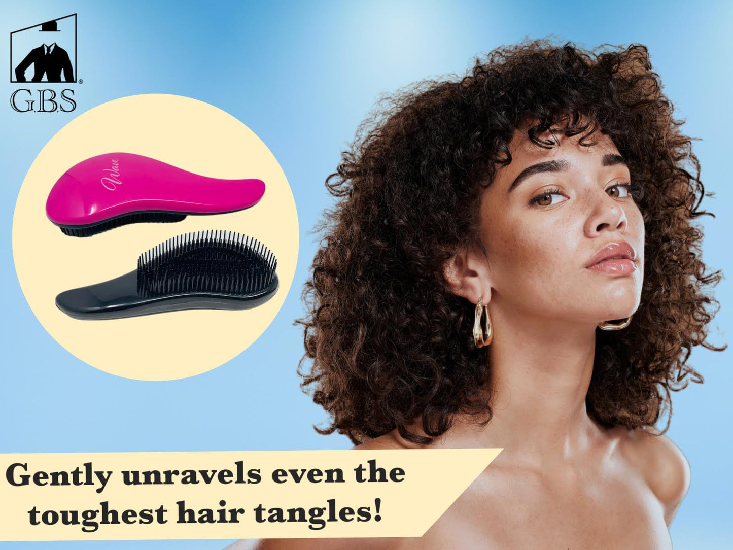 G.B.S Detangling Brush For Women and Girls, Dry and Wet Hair Brush Detangler for All Hair Types Eliminate Tangles and Knots, Black