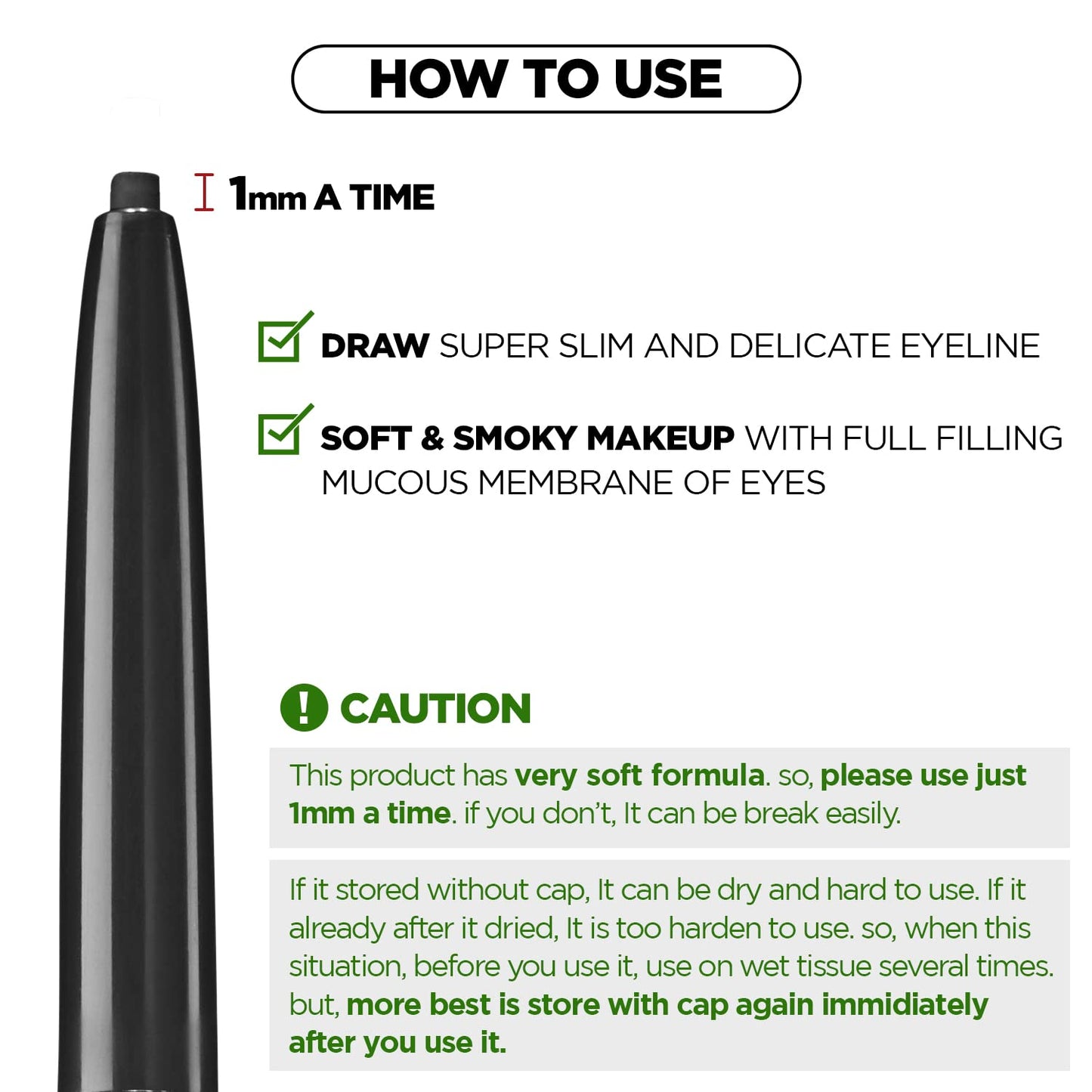 THESAEM Eco Soul Powerproof Super Slim Eyeliner - Smudge Proof Gel Eyeliner - Micro Precision Tip (2mm) - Highly Pigmented & Long-lasting Eye Makeup Glides on Smoothly, 0.1g