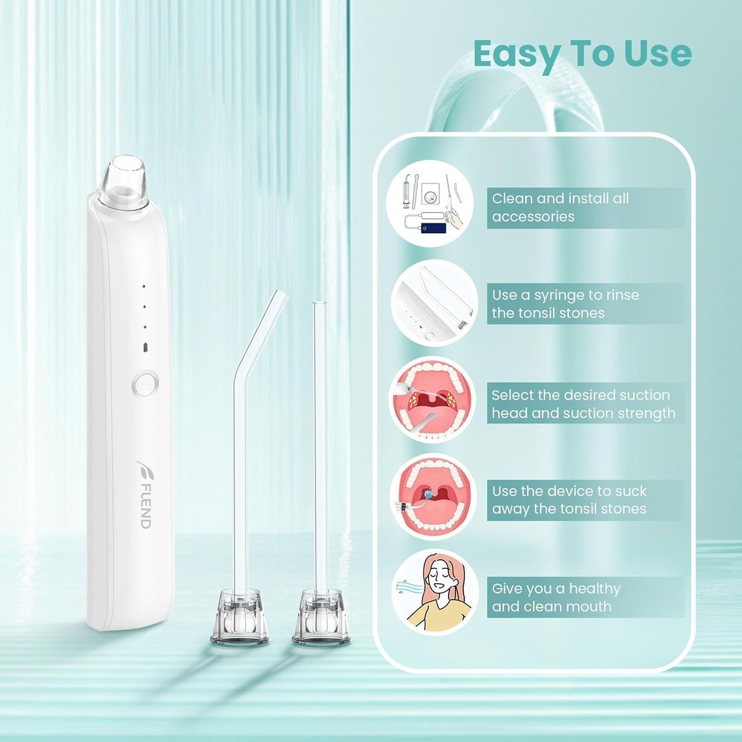 Tonsil Stone Remover with 5X Magnifying Glass Tonsil Stone Removal Kit 3 Suction Modes LED Light Bad Breath Water Flosser