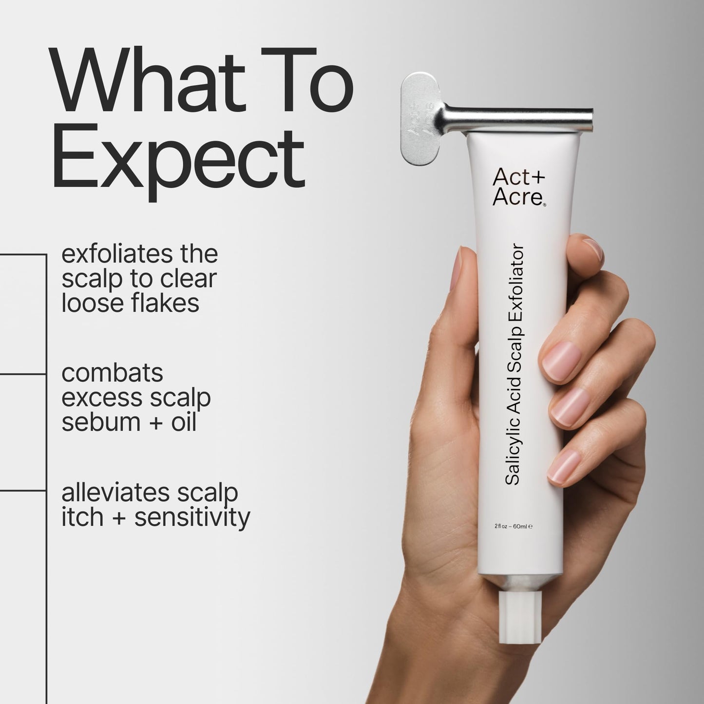 Act+ Acre Cold Processed Salicylic Acid Exfoliator | For Loose Flakes, Excess Oil, Scalp Build-Up | Salicylic Acid, Papaya, Peppermint | Balance, Soothe | Vegan, Color Safe, Fragrance-Free | 2 Fl Oz