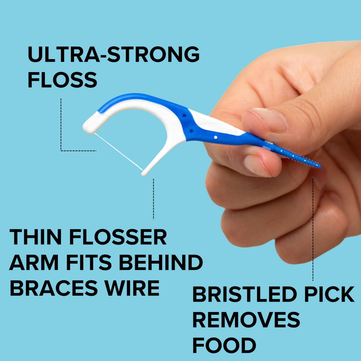 Dentemp Braces Flosser - Designed for Braces for an Easy & Effective Clean, Ultra Strong Floss - 40 Count (Pack of 4) - (Packaging May Vary)