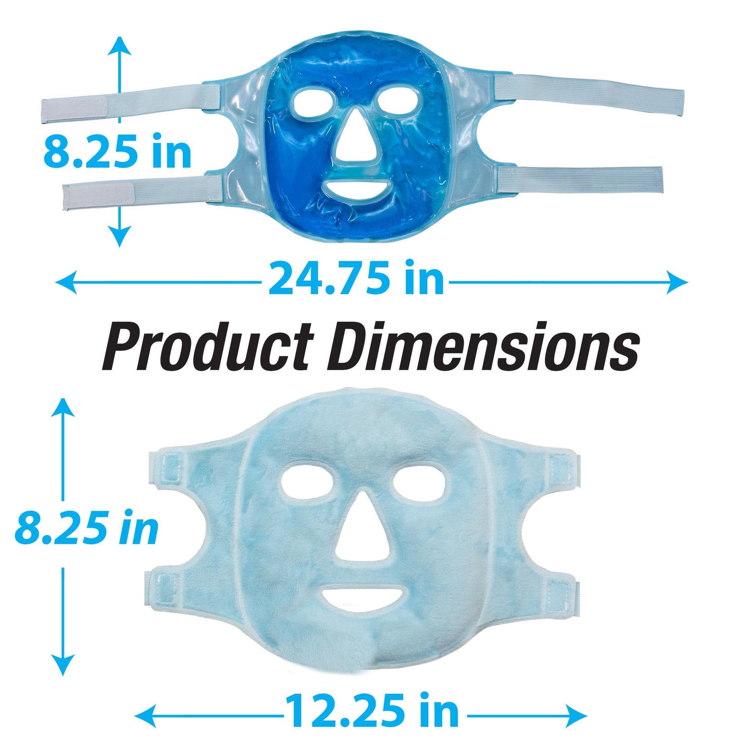 Eurow Luxe Hot & Cold Gel Face Mask with Dual-Sided Comfort, Adjustable Straps, Reusable for Stress Relief, Reducing Puffiness, and Relaxation, Full Coverage, Ideal for Soothing Eyes and Skin, Blue