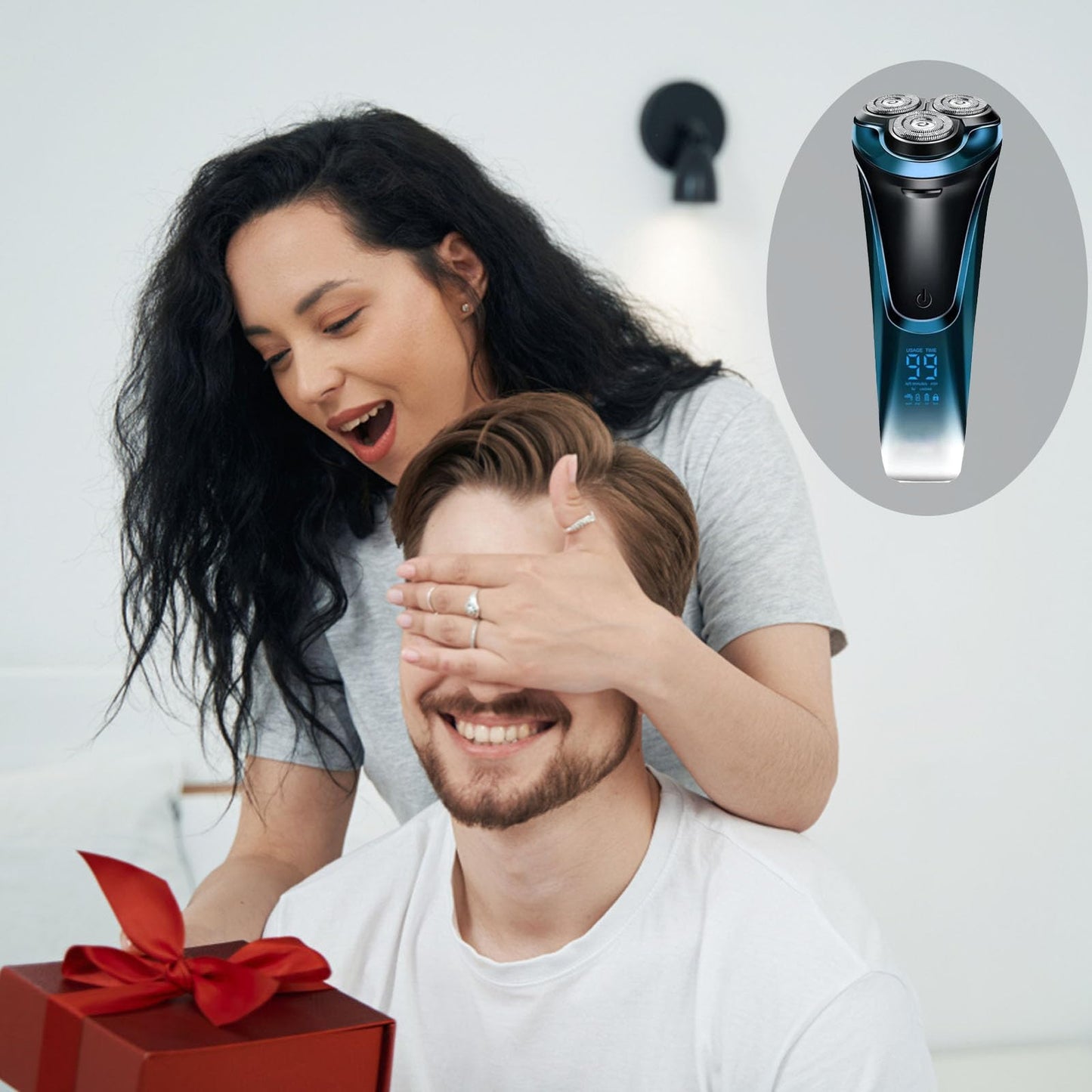 Snapbuy Electric Razor for Men, Snapbuy Electric Razor Pro of Father, Ipx7 Waterproof Cordless Shaver with 90-Min Runtime, 4D Floating Head Rotary Shaver, Fast Charging