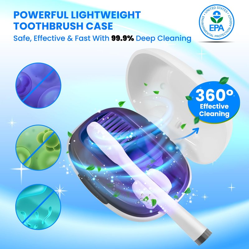 LARXREHY Toothbrush Cleaner Case - Toothbrush Covers with Holder - Portable & Rechargeable Travel Home Toothbrushes Cleaner Case - Fits All Manual or Electric ToothBrushes(White)