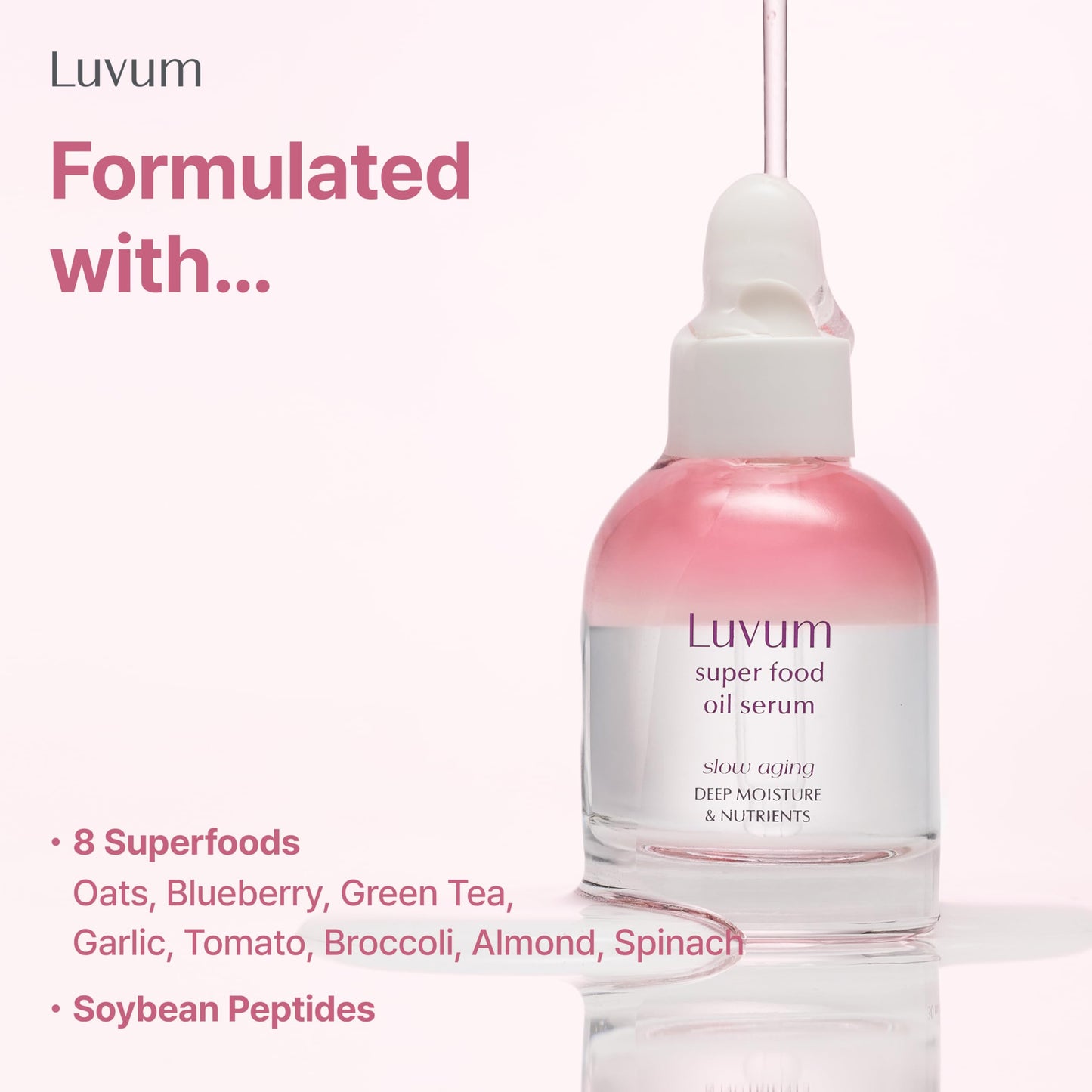 LUVUM Slow Aging Super Food Oil Serum, Peptide Essence, 30% Moisture Oil, 1.01 fl. oz