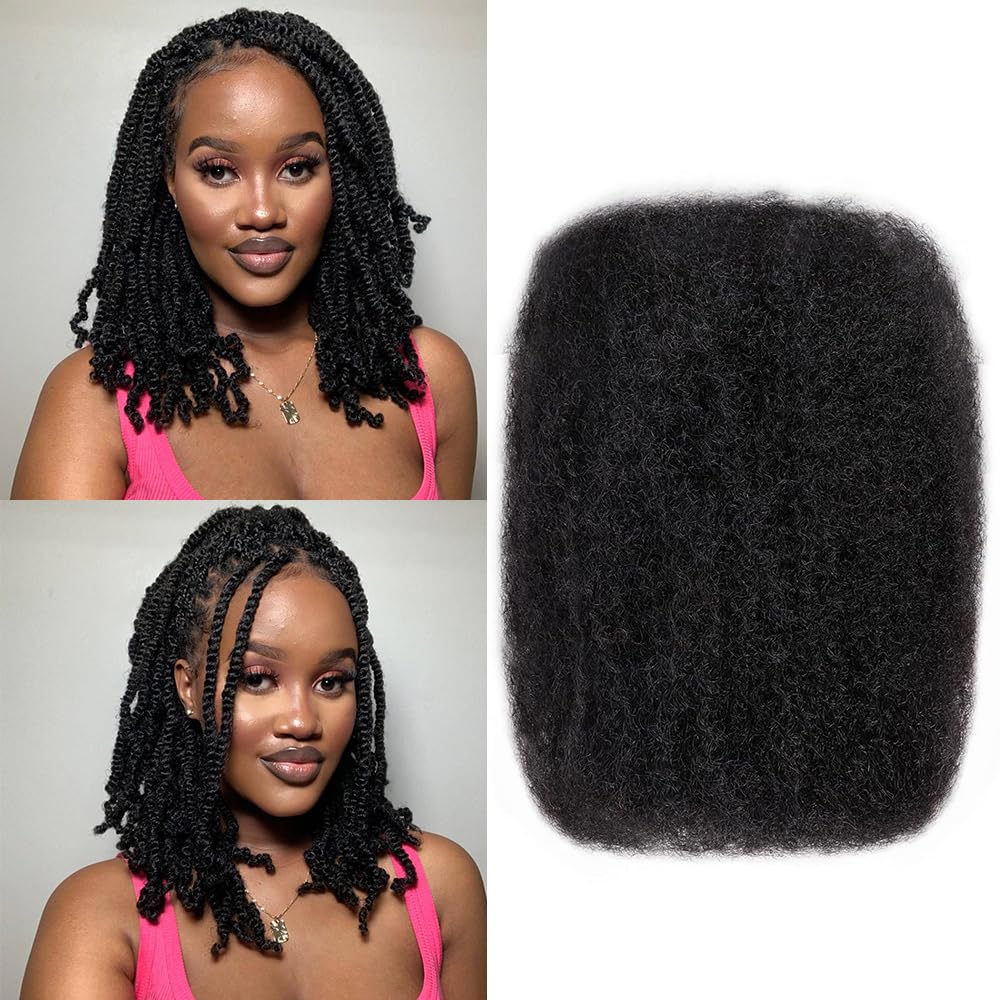 Ssawhair Afro Kinkys Bulk Human Hair For Dreadlock Extensions Repair Locs Mini Twist Braiding Hair Afro Kinky Curly Human Hair For Locs Extensions 12 Inch 50g