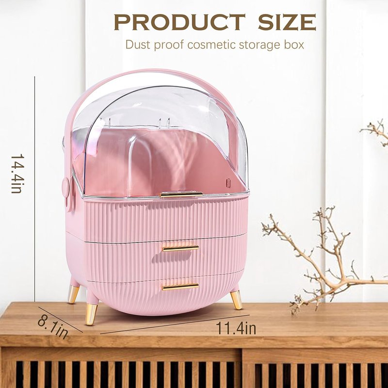 Vanity Organizer - Pink Beauty Storage with Lid & Drawers | Perfect Gift for Teen Girls (Ages 10-18)