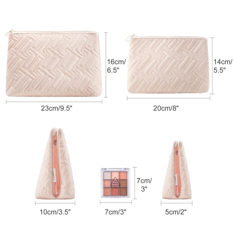 Leudes Makeup Bag Travel Essentials Cute Skincare Pouch Purse Cosmetic Bags for Women Traveling Make Up Organizer Portable Clear Case Toiletry Bag with Zipper (Pink, Medium)