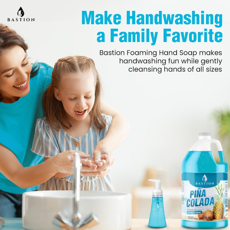 Bastion Foaming Antibacterial Hand Soap Refill - Pina Colada Scent | 1 Gallon Moisturizing Hand Wash for Home & Office