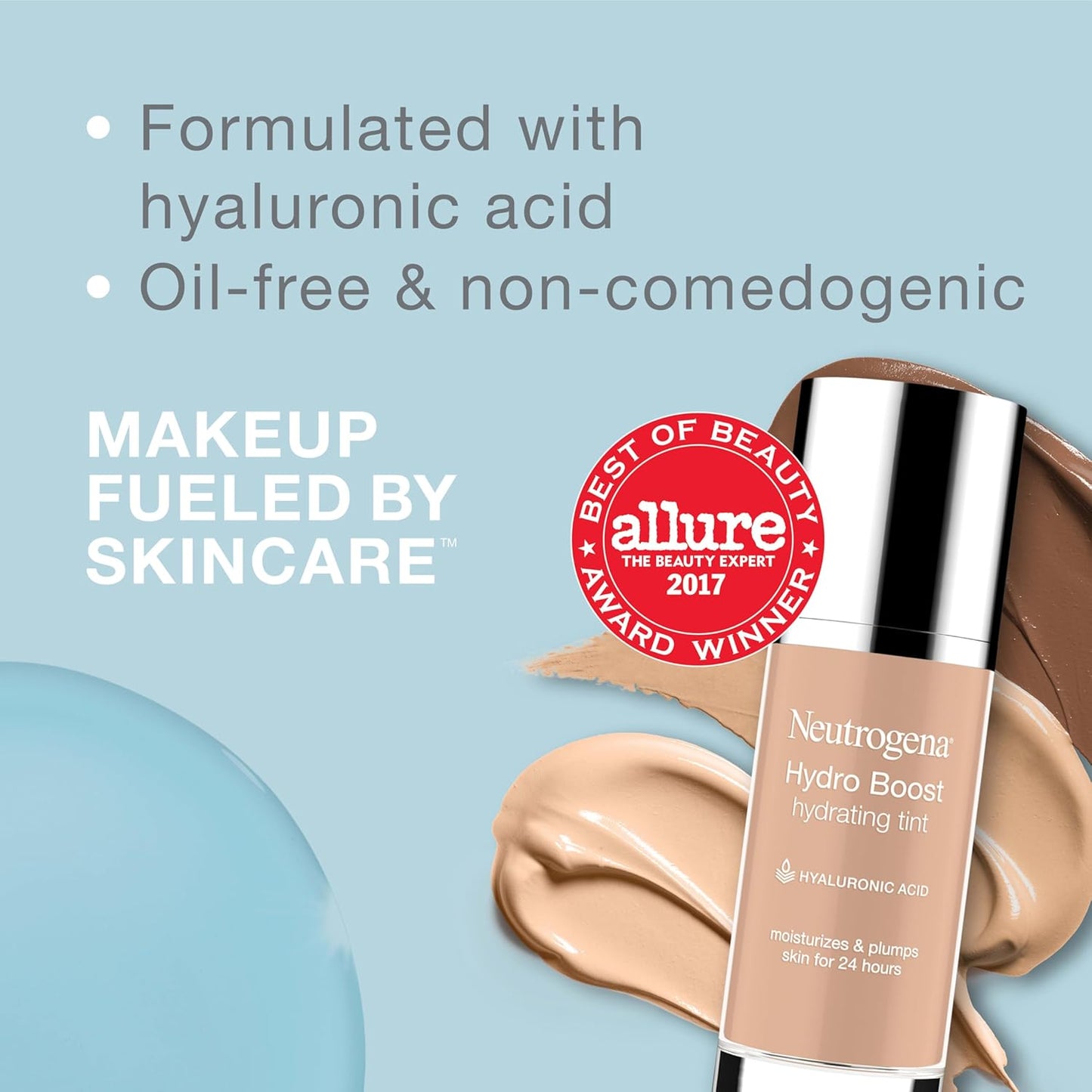 Neutrogena Hydro Boost Hydrating Tint Foundation - Lightweight Oil-Free Makeup with Hyaluronic Acid | 10 Classic Ivory, 1.0 fl. oz
