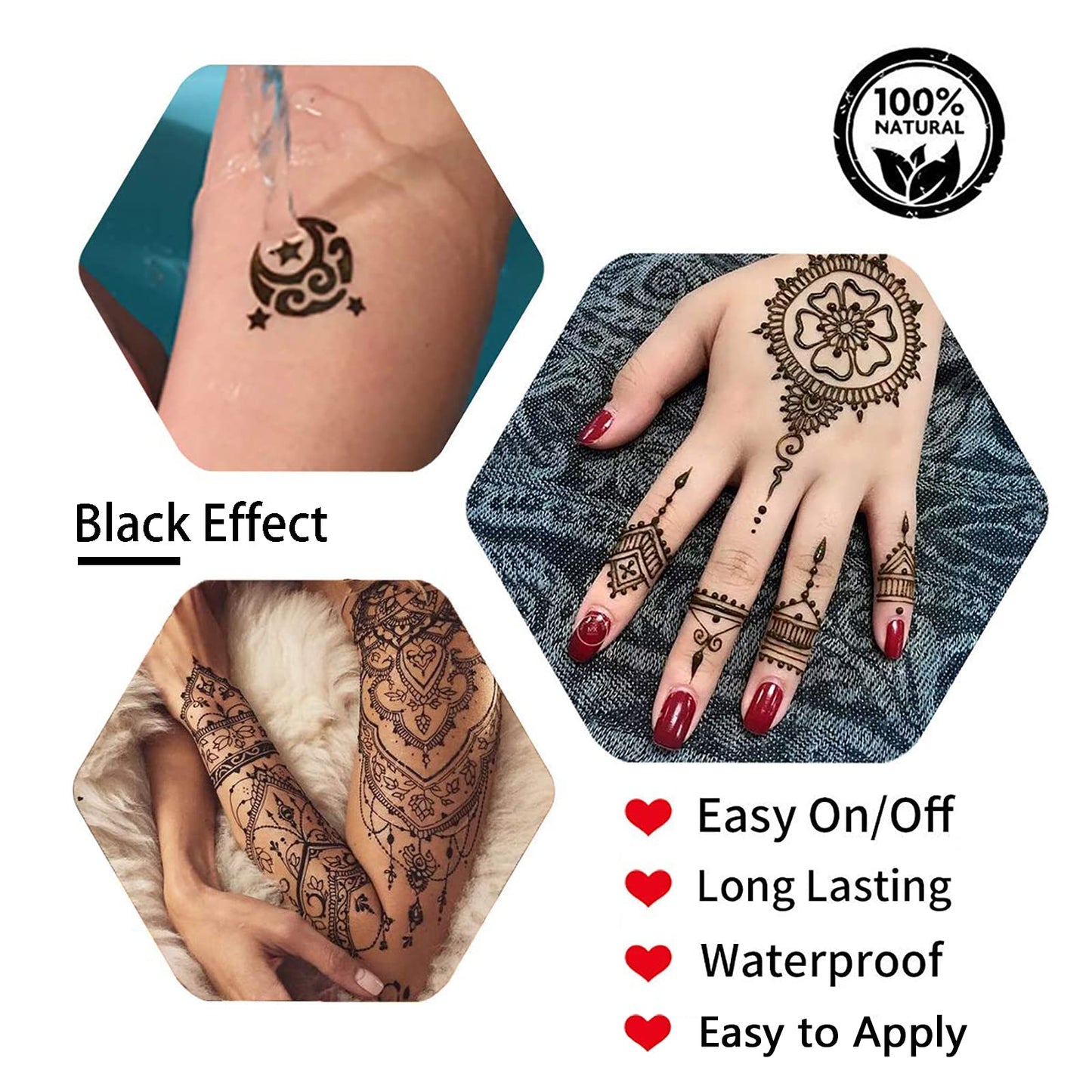 Temporary Tattoos Kit, Yomagine Semi Permanent Tattoo Ink, DIY Fake Freckles Temporary Tattoos for Women Men Teen, Summer Trend Freehand Ink with 78 Pcs Tattoo Stencils, Jagua Gel - Full Kit 5 Bottles