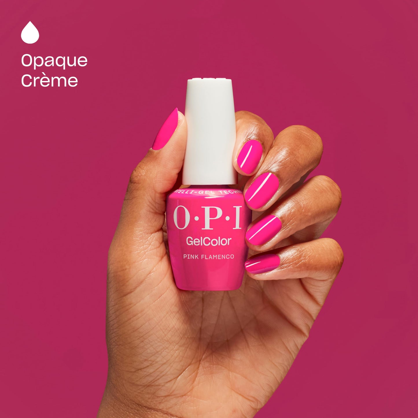 OPI GelColor Pink Flamenco | Opaque Bright Hot Pink Crème LED Cure Gel Nail Polish | Salon-Quality Shine, Long-Lasting Wear | Vegan & HEMA Free | 0.5 Fl Oz