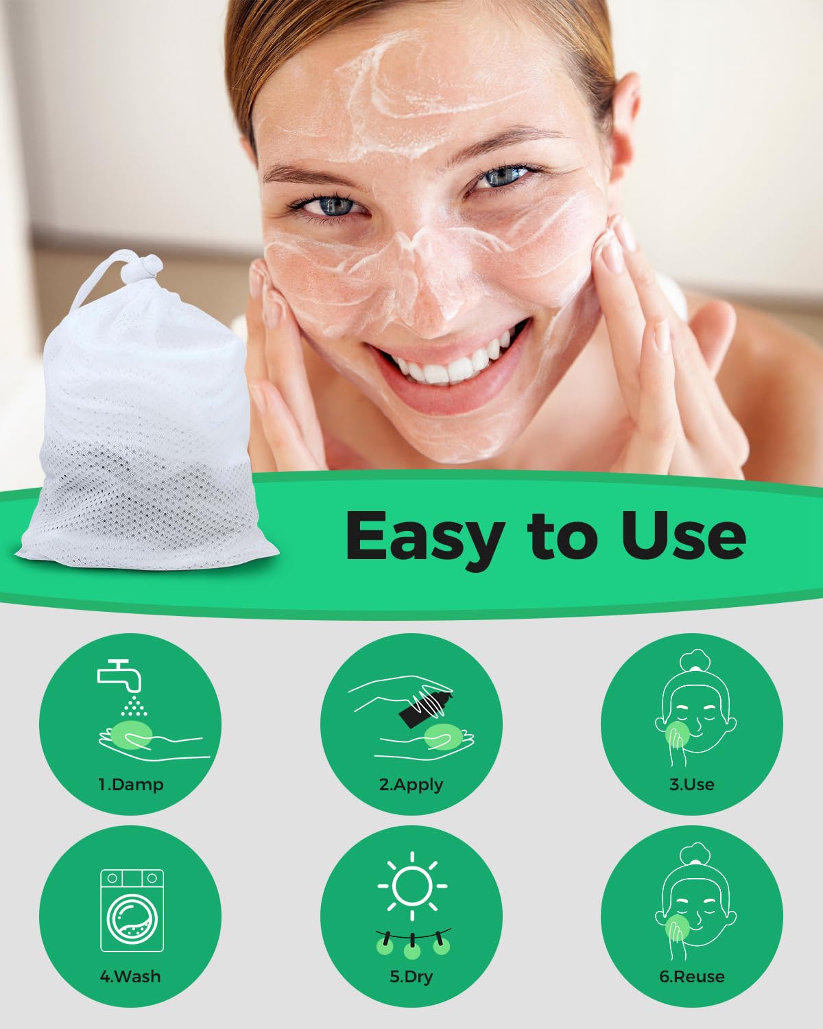 ProCIV Reusable Makeup Remover Cotton Pads 25 PCS with 99% Organic Bamboo Cotton Pads for All Skin Types and Toner with Eco-Friendly Washable Laundry Bag and Reusable Cotton Rounds