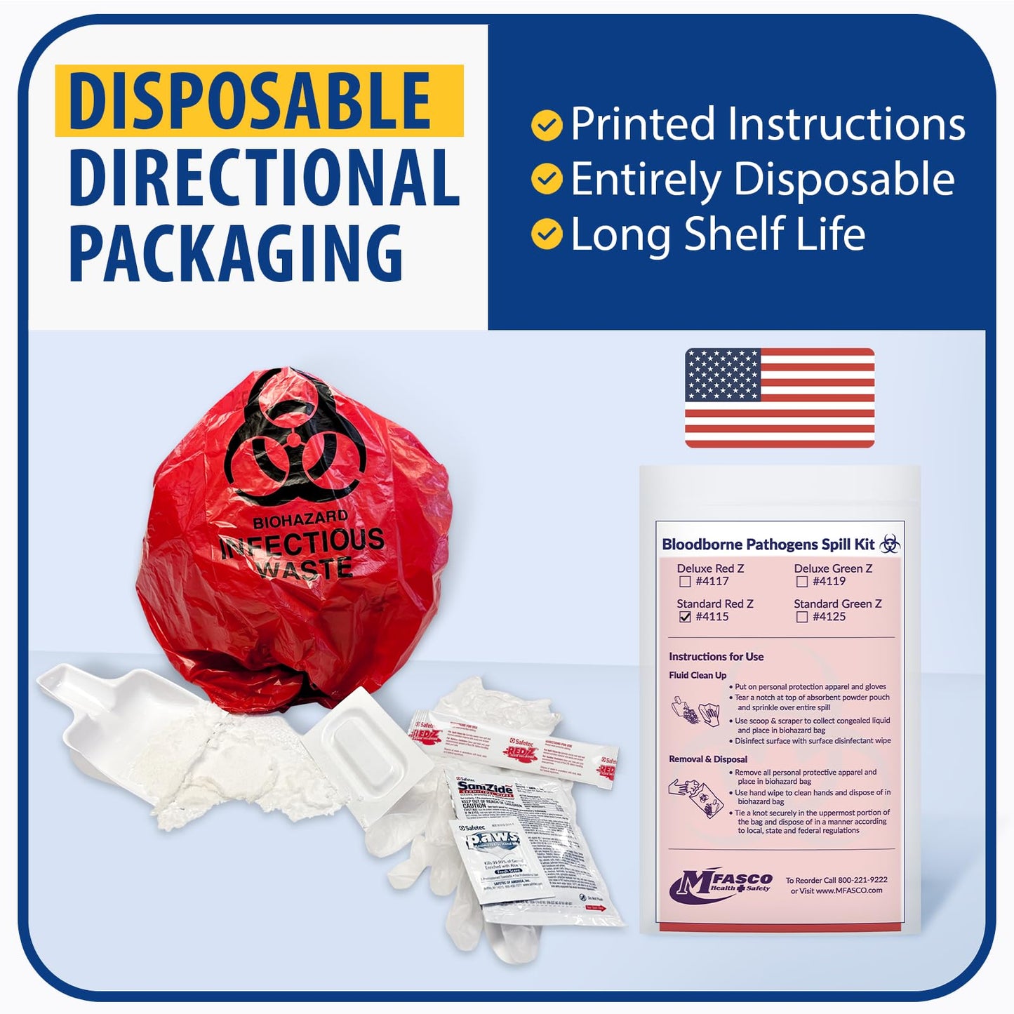 MFASCO Vomit & Bodily Fluid Clean Up Kit - Blood Spill Kits, Body Fluid Spill Kit - Comprehensive Cleanup Solution for Health Hazards and Ready First Aid Kit Spill Management