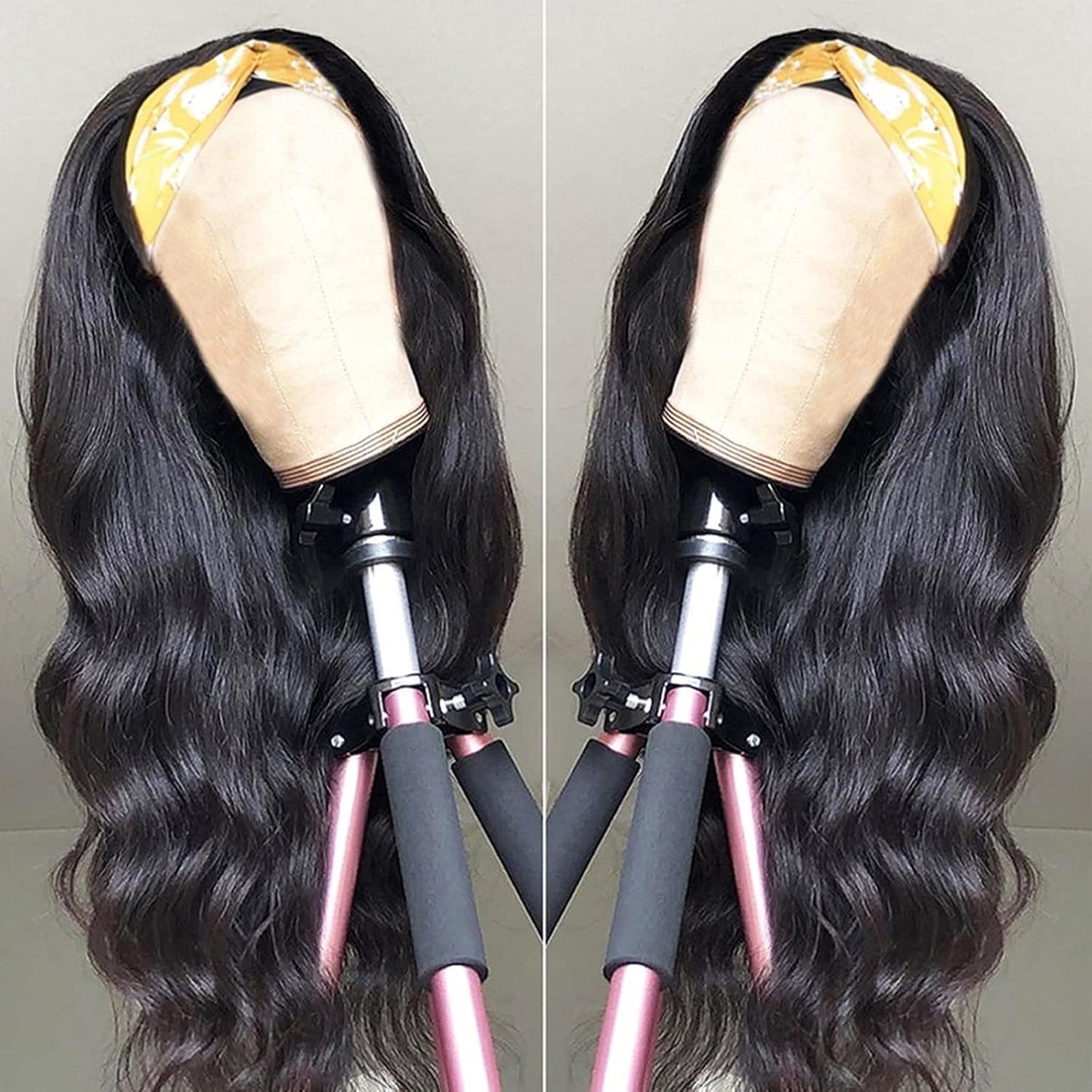 Prisyfab Body Wave Headband Wig Headband Wigs for Black Women Human Hair Glueless Wear and Go Glueless 100% Brazilian Virgin Human Hair Headband Wig 150% Density (16inch)