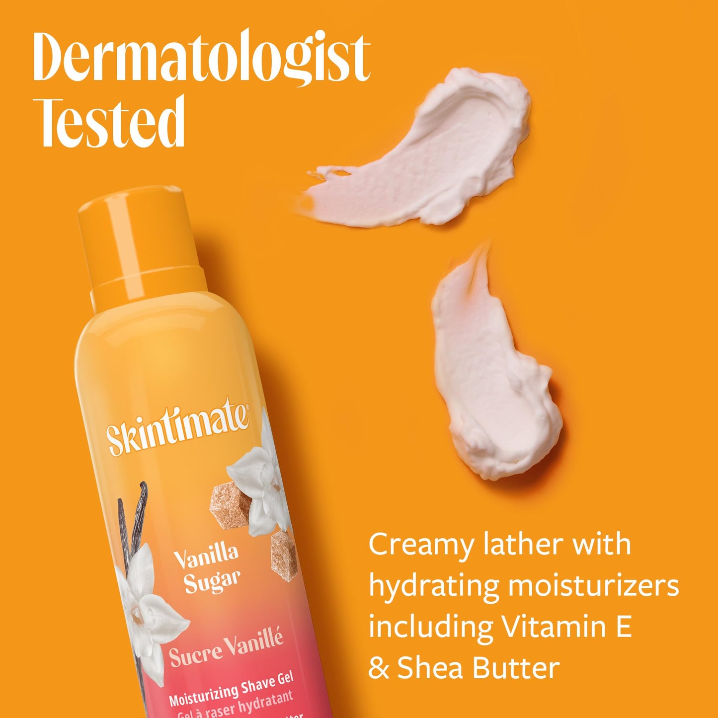 Skintimate Vanilla Sugar Shave Gel for Women | Skintimate Shaving Cream for Women, Womens Shaving Cream, Shave Cream, Shaving Foam, Womens Shave Gel with Vitamin E & Shea Butter, 7oz - Pack of 6