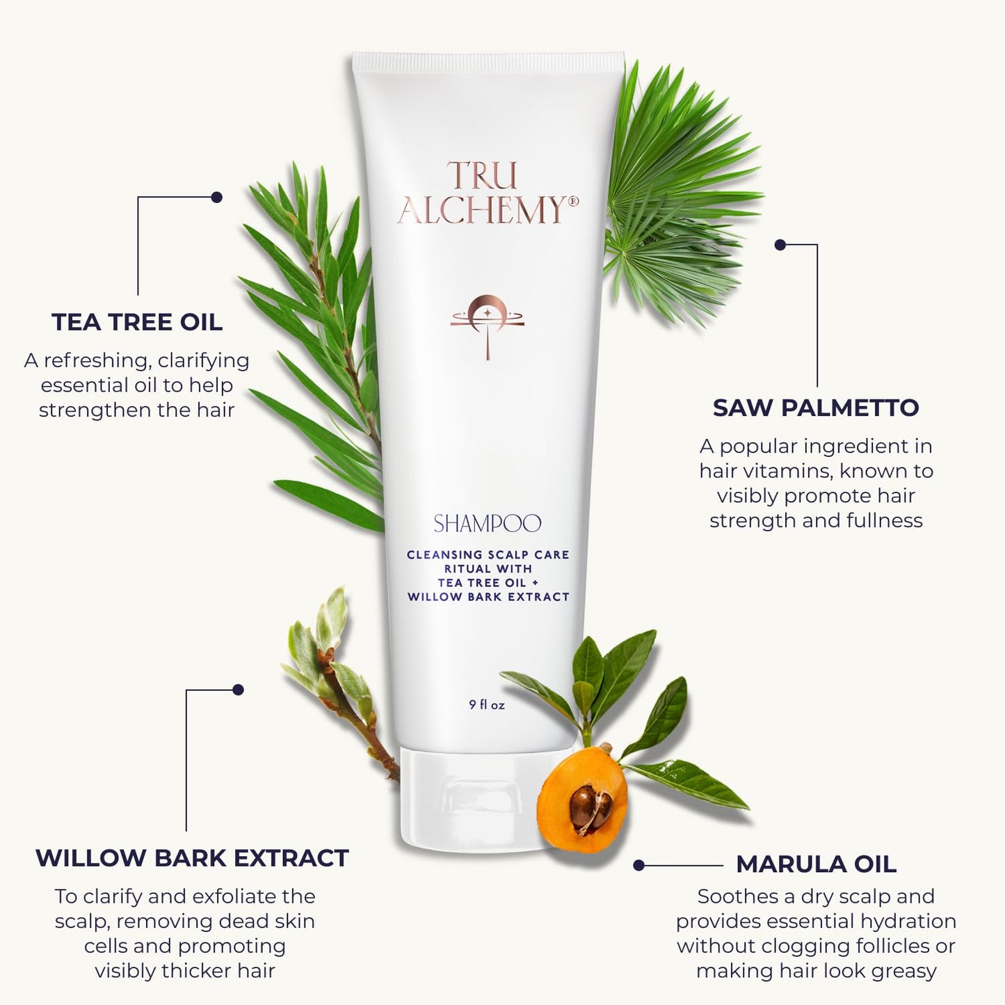 Tru Alchemy Shampoo for Growth, Volume & Scalp Health | Naturally-Derived with Tea Tree & Peppermint Oil plus Keratin & Saw Palmetto | Sulfate & Paraben Free | 9 Fl Oz.