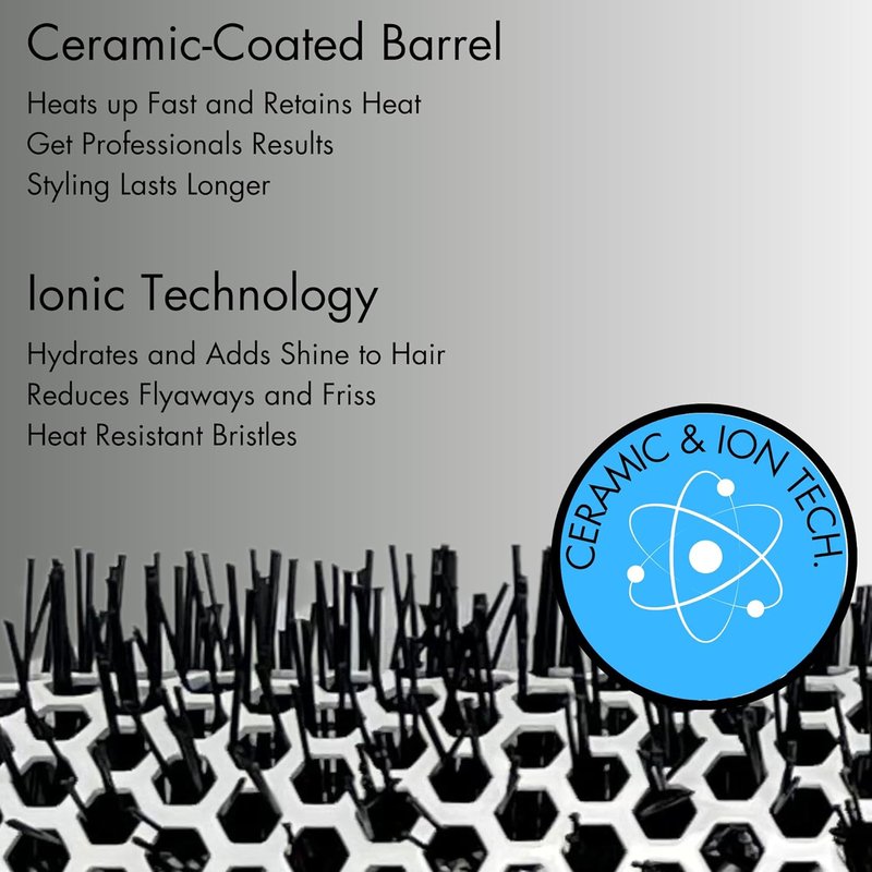 Round Hair Brush - Ceramic Ionic Thermal Barrel for Professional Blow Drying | Lightweight 1.7 Inch for Precise Styling