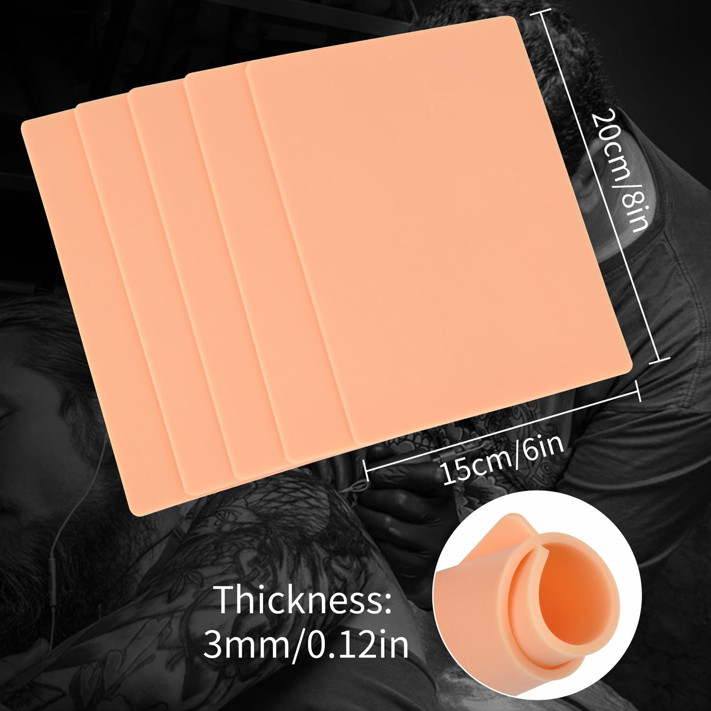 Narkasy 3MM Tattoo Practice skin - 20pcs Double Sides Thick Fake Skin Tattoo Skin for Practicing,Soft Silicone Tattoo Eyebrow Practice Skins for Beginner & Experienced Tattoo Artist…