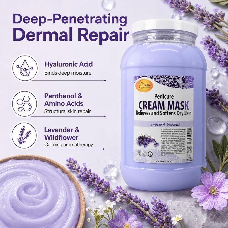 Body and Foot Cream Mask - Lavender & Wildflower Hydrating Treatment | 128 Oz for Tired Feet & Skin