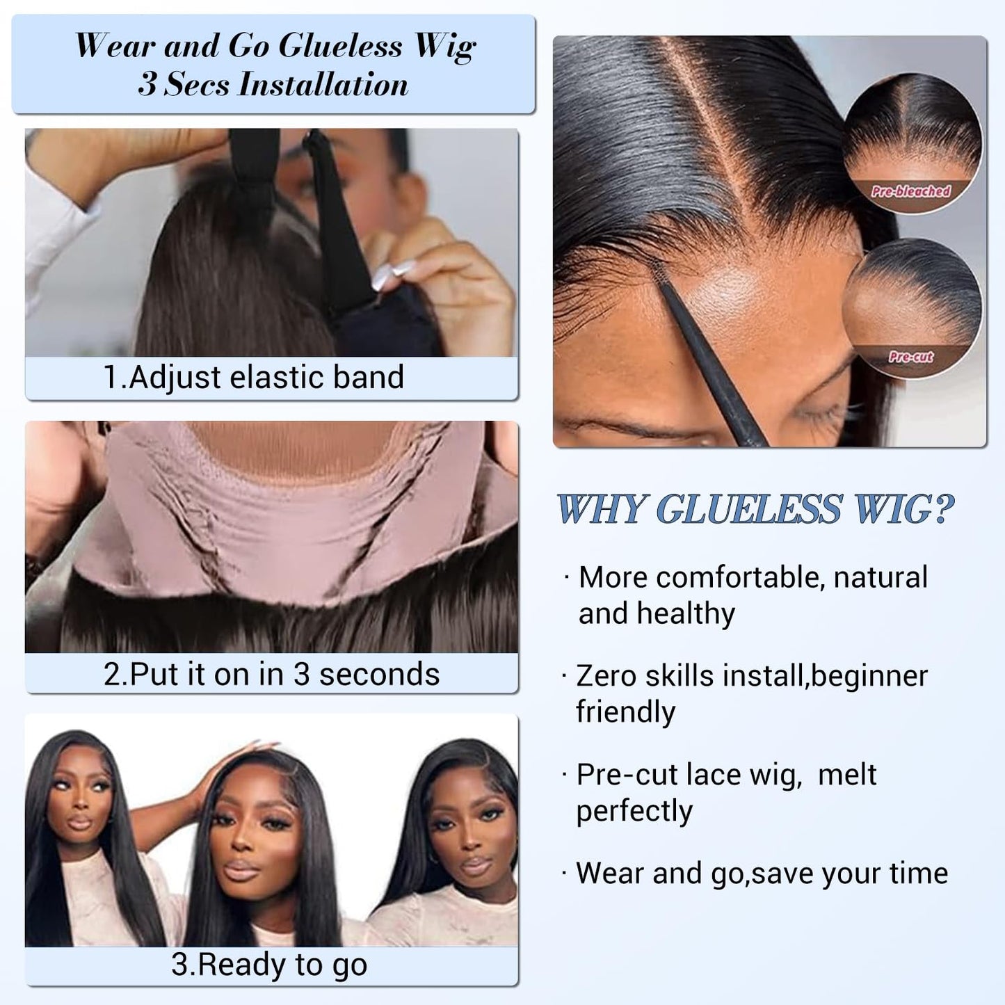 Tuziyi 14 Inch Bob Wig Human Hair 9x6 Wear and Go HD Lace Closure Glueless Wigs Human Hair Pre Plucked Pre Cut 220% Density Short Straight Bob Wig Human Hair for Black Women