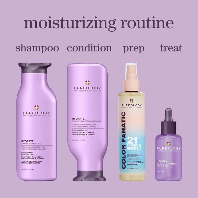 Pureology Hydrate Shampoo - For Dry or Color Treated Hair, Moisturizing Shampoo For Hydration & Softness, With Rose Extract & Green Tea, Vegan & Sulfate-Free, 33.8 Fl Oz