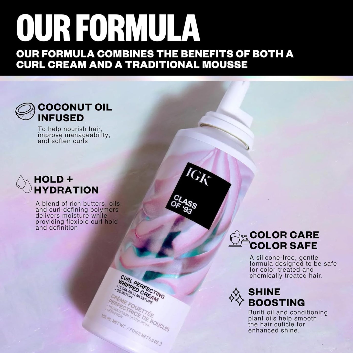 IGK Curl Cream | Whipped Leave-In Conditioner for Curly, Wavy & Coily Hair - 10 Butters & Oils, Vegan, 5.5 Oz