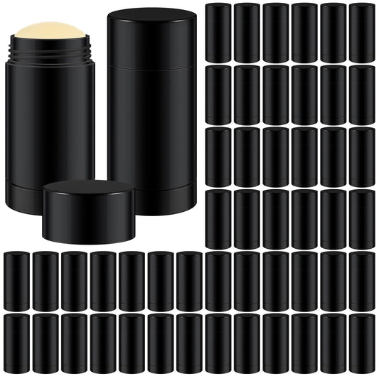 Teenyyou 50 Pcs 15 ml Empty Deodorant Containers Twistup Filling Stick Plastic Deodorant Container Refillable Bottles Bottomfill Round Lip Balm Tubes Cylinder for Homemade DIY Lip Balm(Black)