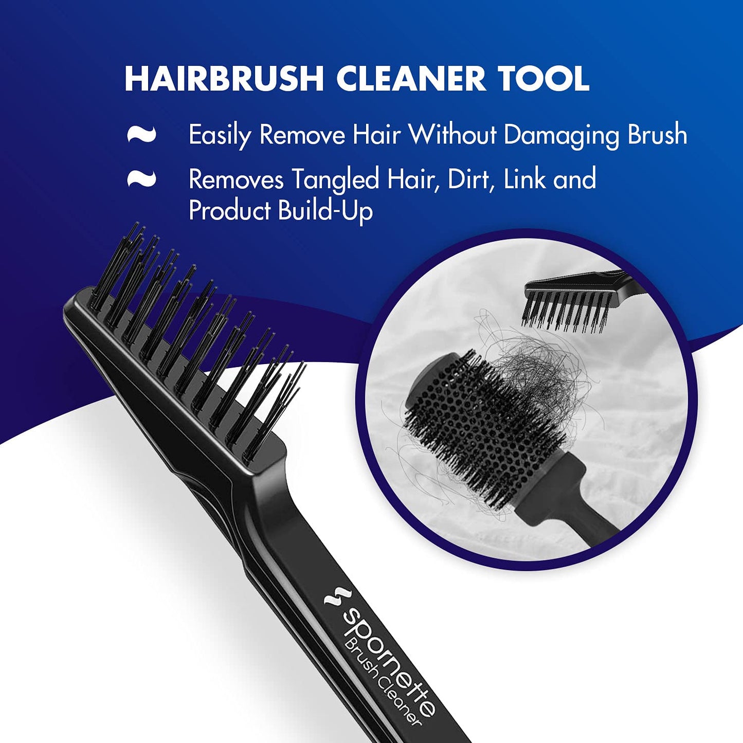 Spornette DeVille Cushion Paddle Boar Bristle Bundle with Hair Brush Cleaner