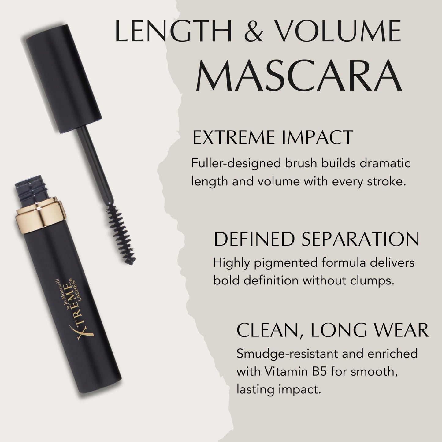 Xtreme Lashes Length & Volume Mascara, Black, 0.25 Oz, Lash Extension Compatible, Long-Lasting Waterproof Makeup, Vitamin B5 Enriched, Smudge, Flake & Clump Proof