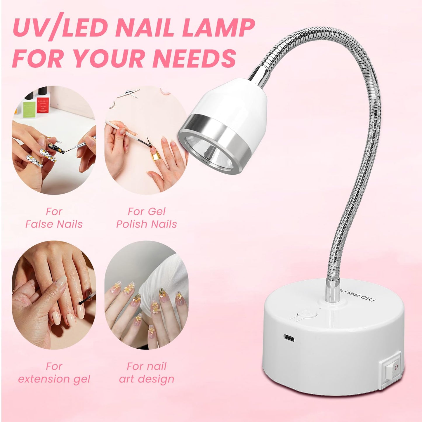 Touch Switch Gel x Lamp, 9W Cordless Flash Cure Lamp with 60s Timer