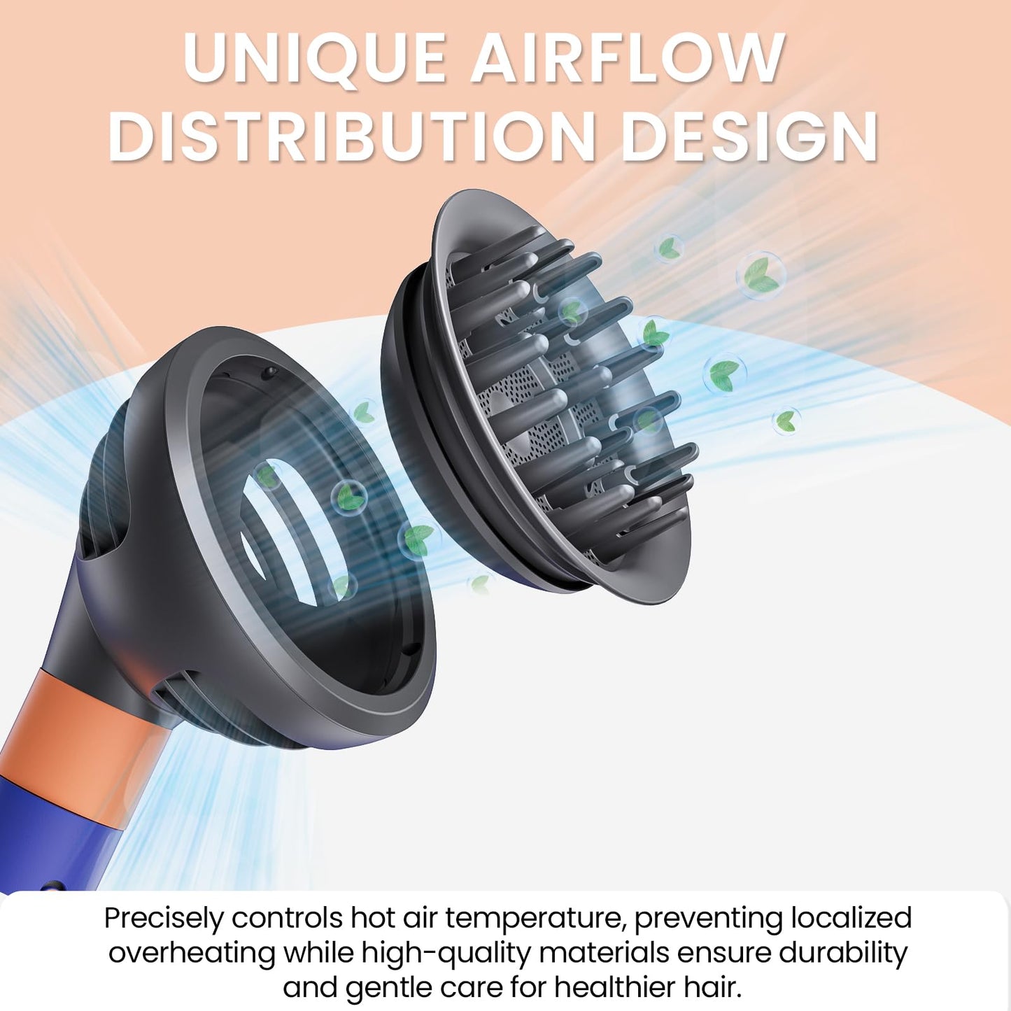 AIRUISH Upgraded Diffuser Wave Curl for Dyson Airwrap, Attachment Diffuser Nozzle Dome and Diffuse Modes, For All Models of Dyson Curling Iron