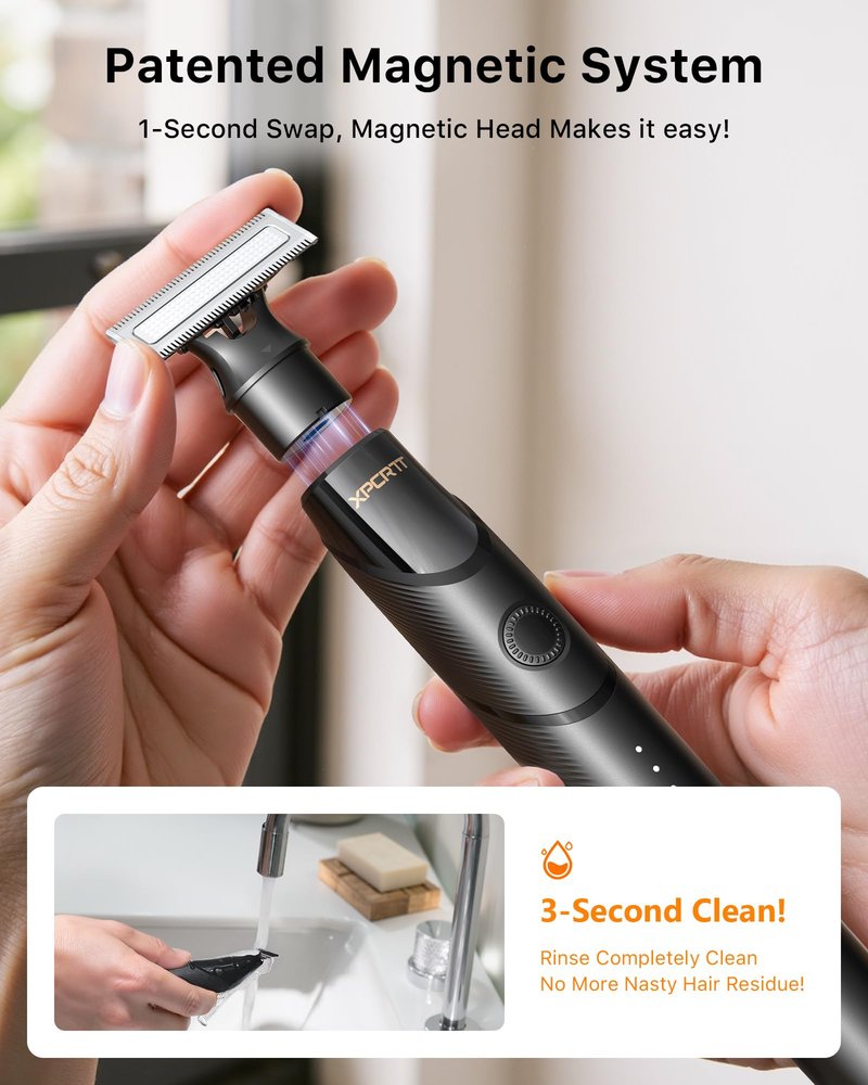 [2026 Upgraded] Body & Nose Hair Trimmer Kit, [All-in-One] Travel Beard Electric Shaver for Men, USB-C Fast Charging, Rechargeable Painless Razor Cordless Waterproof Wet/Dry, Black(Solo)