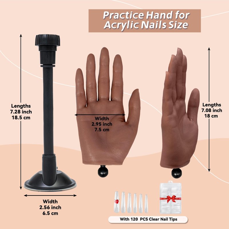 Veikmv Practice Hand for Acrylic Nails,Professional Mannequin Hand with Flexible Fingers for Acrylic Nails,Gel Polish & Nail Art Training,Ideal Practice Tool for Manicure Beginners