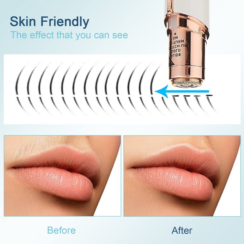 Facial Hair Removal for Women, Ladies Face Shaver for Upper Lip Chin and Peach Fuzz with USB Rechargeable Included 2 pc Replacement Heads