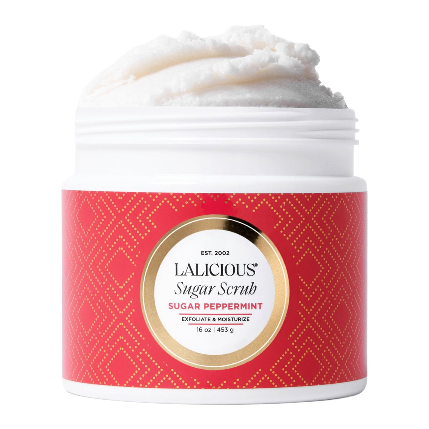 LALICIOUS Sugar Peppermint Exfoliating & Moisturizing Body Scrub | Coconut Oil | Pre-Shave Scrub for Ingrown Hairs & Razor Bumps | Gently Buffs & Smooths Sensitive Skin | No Parabens | Large 16oz