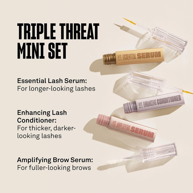 Babe Original Triple Threat Mini Set - Lash Serum & Brow Amplifier | 1 mL, 3 Pack