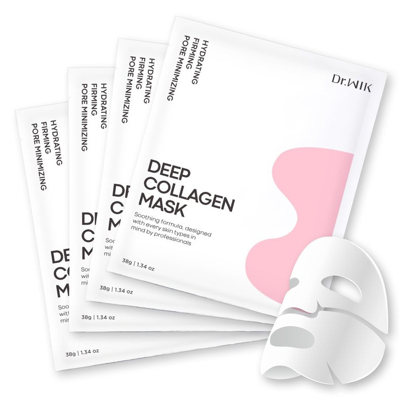 Dr.WIK Deep Collagen Gel Mask – Skin-Hugging Hydrogel Face Mask with Collagen for Firming, Hydration & Pore Care, Niacinamide, Overnight or Travel-Friendly K-Beauty Skincare 38g x 4EA