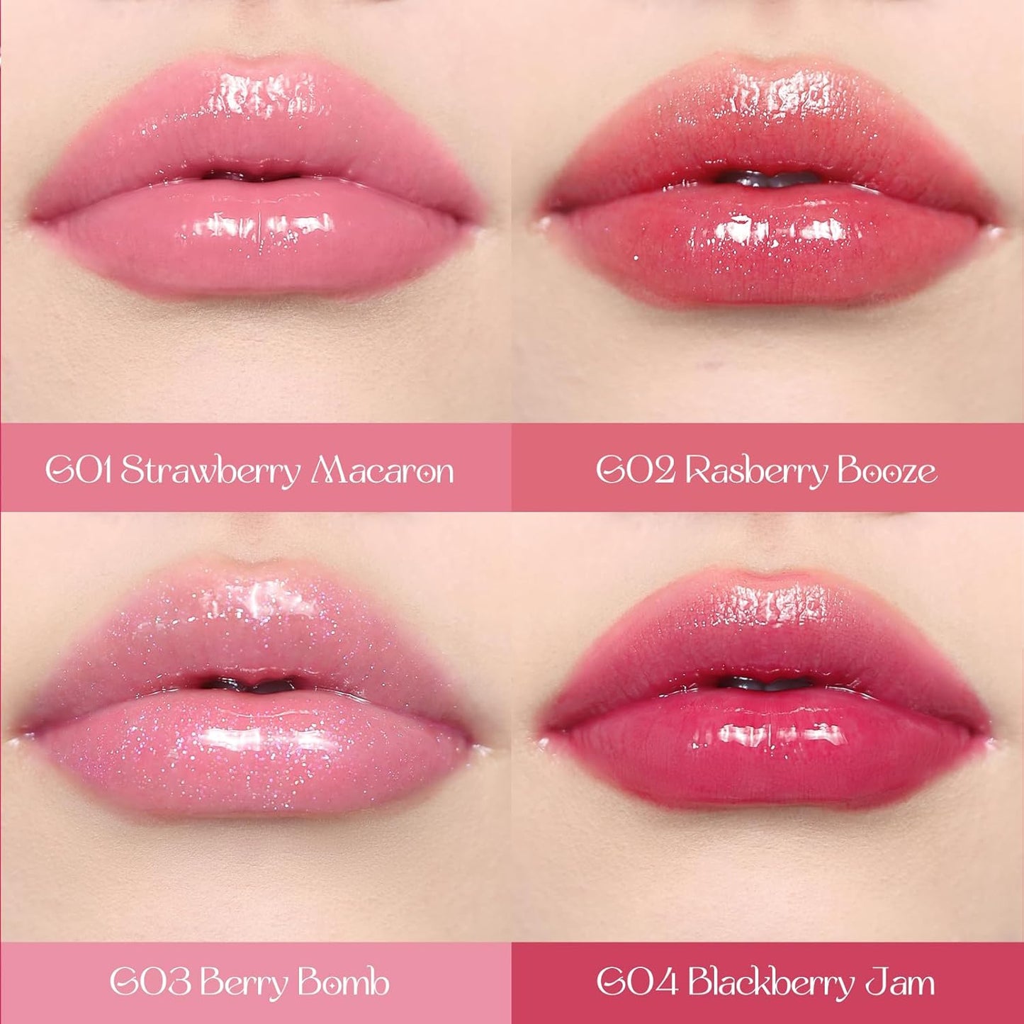 Violet Strawberry Glowy Lip Gloss - Moisturizing Baby Pink Plumping Lip Oil | Hydrating Vegan Tint 0.12 Fl Oz