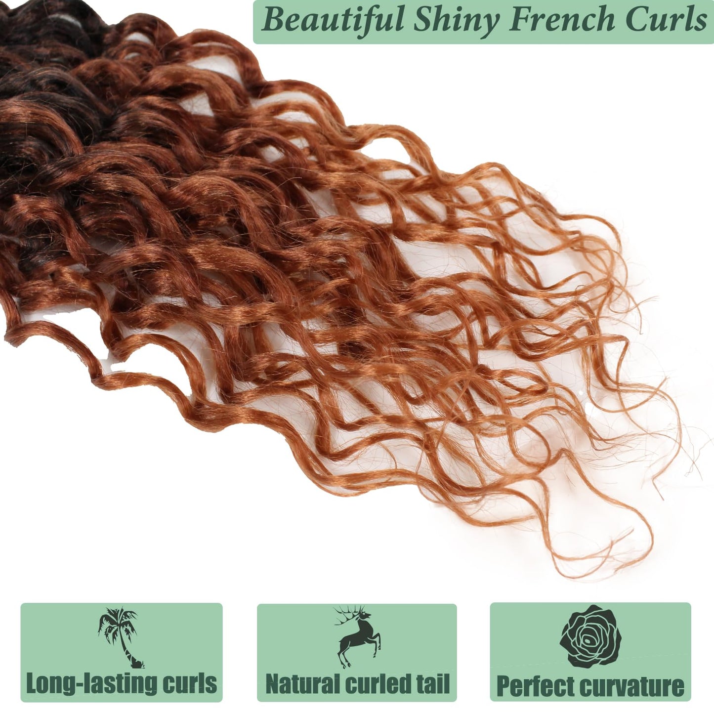 Deep Faux Locs Crochet Hair 30 Inch 8 Packs Goddess Locs Crochet Hair T350 Soft Loc Faux Loc Crochet Braids with Curly Ends Prelooped Deep Wave Croceht Braids for Black Women(Black mixed Ginger)