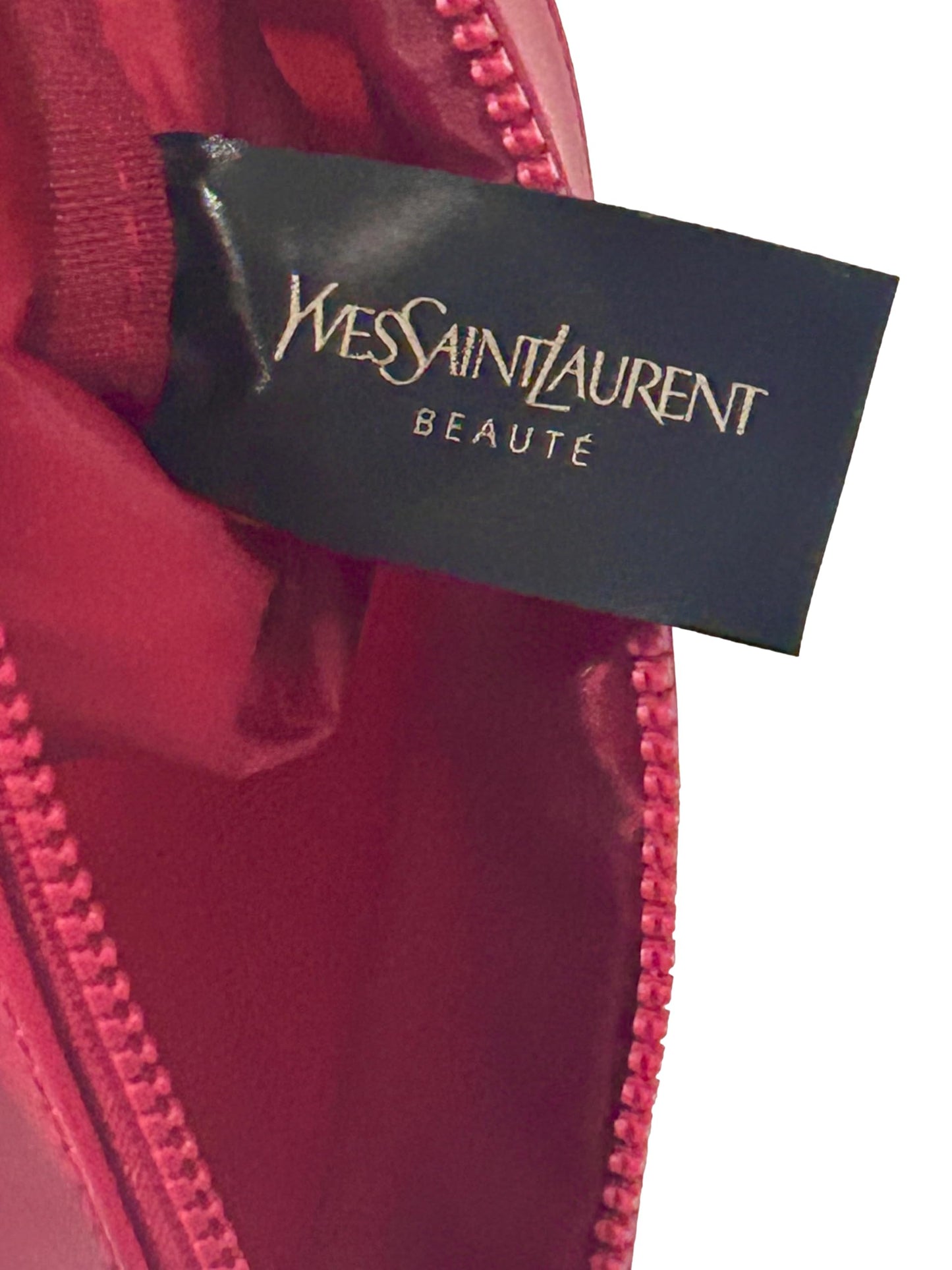 Yves Saint Laurent YSL Cosmetic CREAM RED FLAT Canvas Pouch Makeup Bag YSL Fragrance Bag (9.25L X 5.5H X 0.25W) - medium