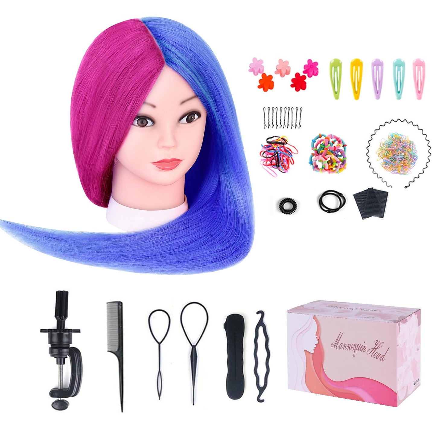 Mannequin Head with 60% Real Human Hair, Beauty star 26" Cosmetology Manikin Head, Doll Head for Hair Styling to Practice Styles, Hairdressing Training Braiding Maniquine Heads with Table Stand