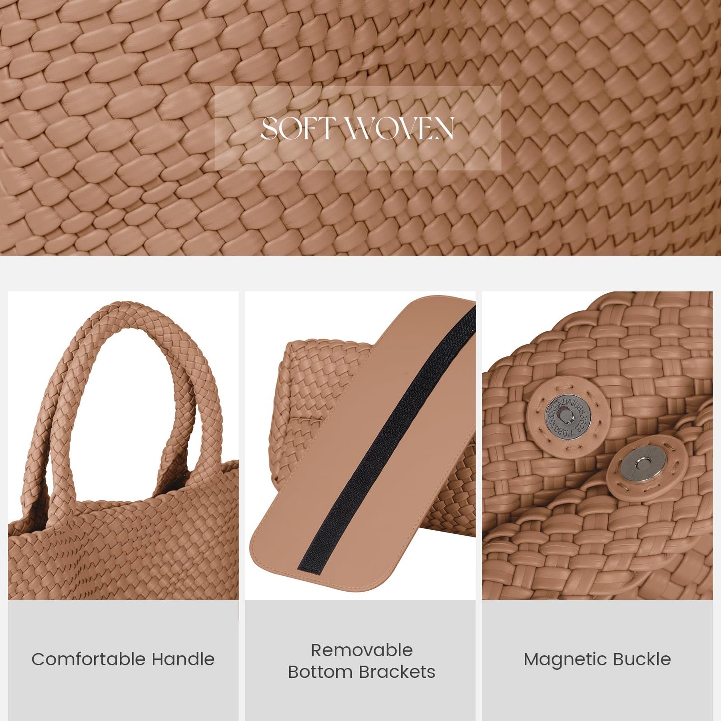 Woven Leather Shoulder Bag Slouchy Luxury Trendy Lightweight Large Purses Satchel Work and Beach Bags for Women