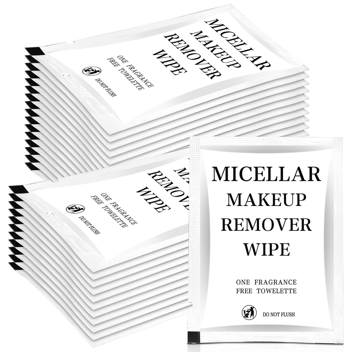 Makeup Remover Wipes - 150 Individually Wrapped Facial Cleansing Pads | Travel-Friendly White Cloths