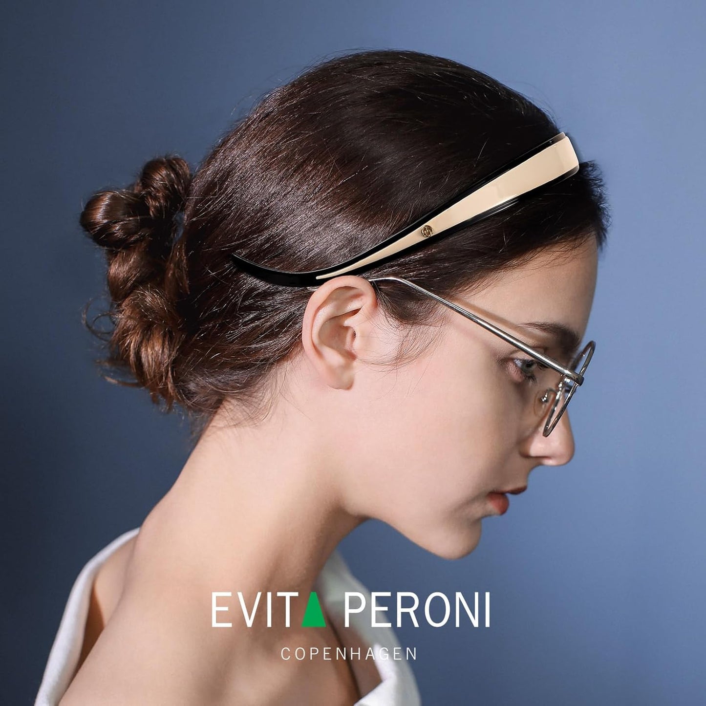 Evita Peroni Headband for Glasses - Stylish Black & Off White Hair Accessory | Comfortable Non-Slip Design