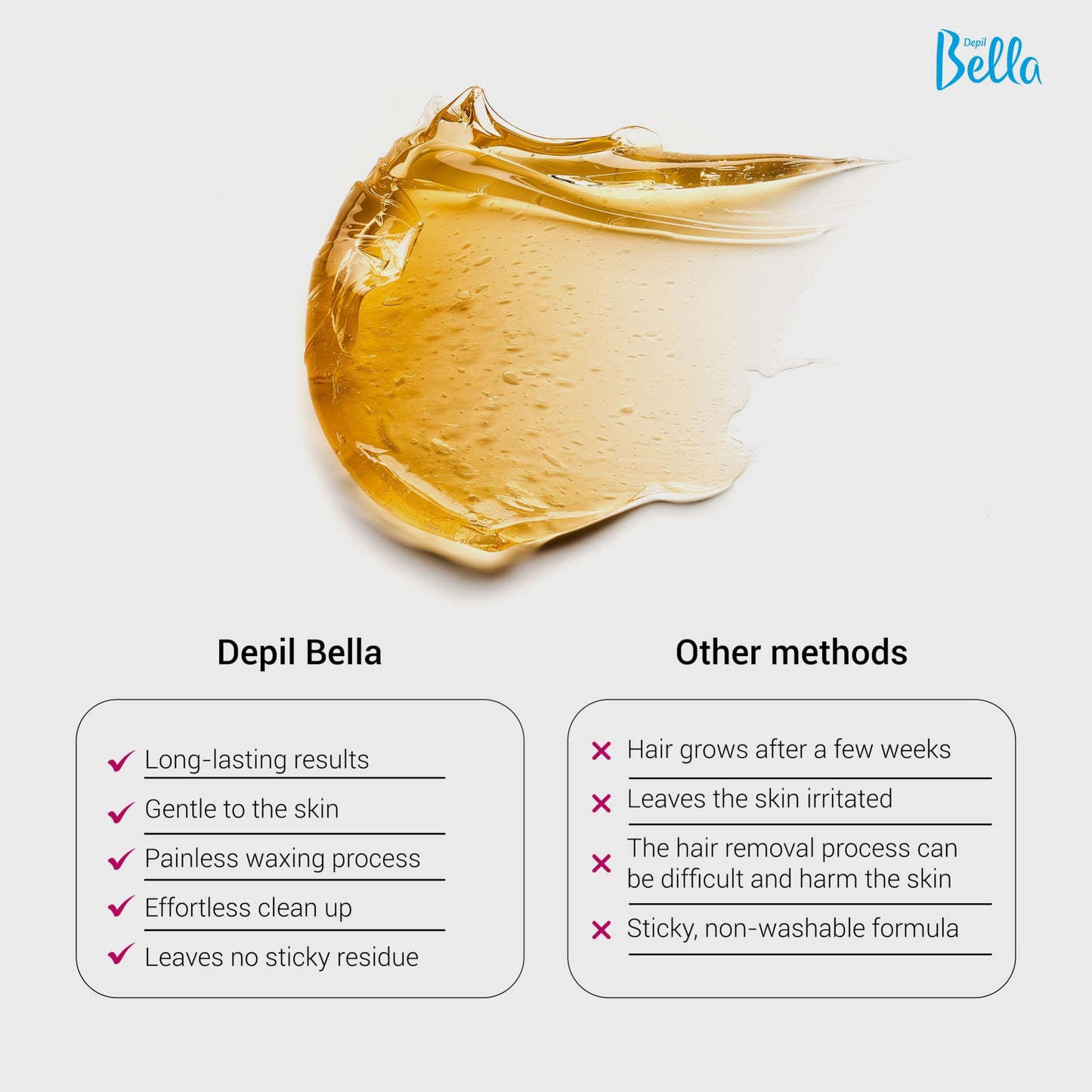 DEPIL BELLA Brazilian Sugar Wax, Hair Removal Wax for Personal & Professional Use, Organic, Natural, Vegan, Washable, All Skin Types - 2.87lbs