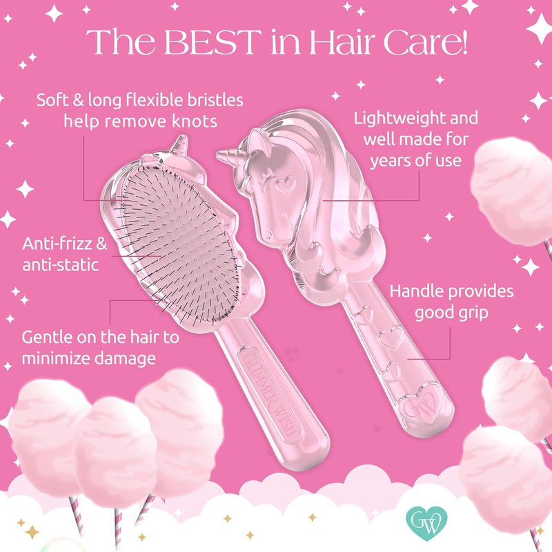 Unicorn Hair Detangler Brush for Kids - Gentle Anti-Frizz Bristles | Tangle-Free, Wet or Dry Use