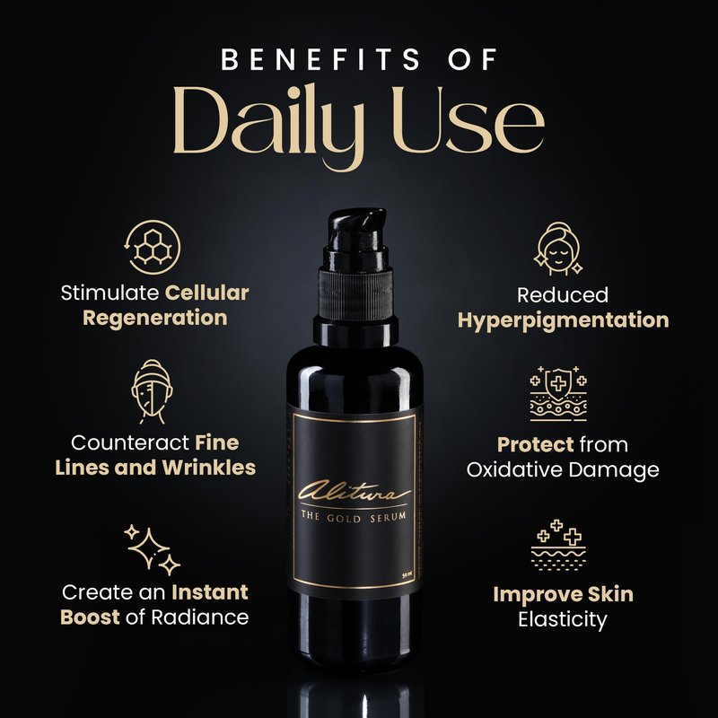 Alitura Anti-Aging Peptide & Collagen Gold Serum for Face – with Vitamin A, CoQ10 & Astaxanthin – Korean-Inspired Hydrating Serum for Wrinkles, Radiance & Firmness – 50ml