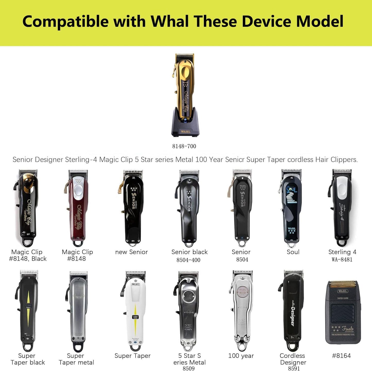 Wahl Replacement Charger Cord for 5 Star Series Magic Clipper | Compatible with Models 8148, 8164, 8504