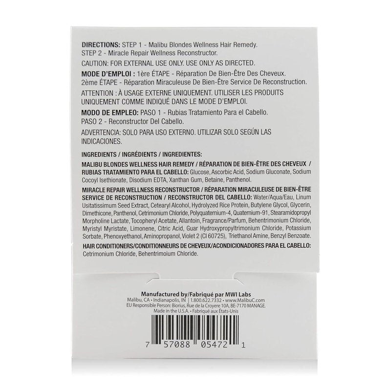 Malibu C Mini Rehab Hair Remedy - Restore Vibrancy for Blondes | 2 Vitamin Complex Packets